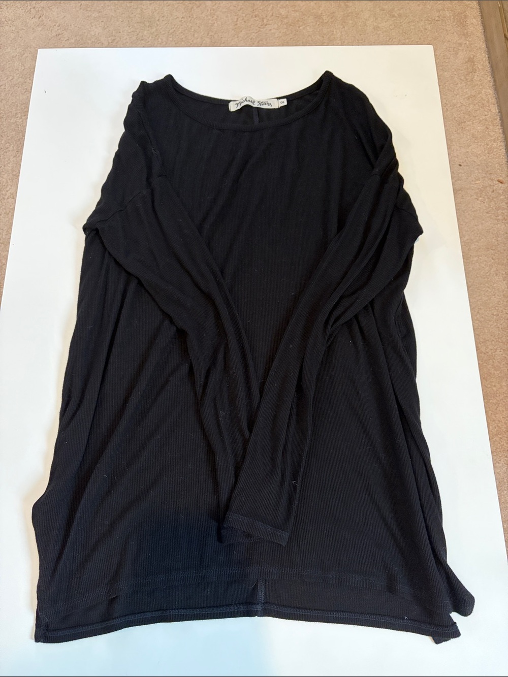 Michael Stars Black Long Sleeve Ribbed Tee
